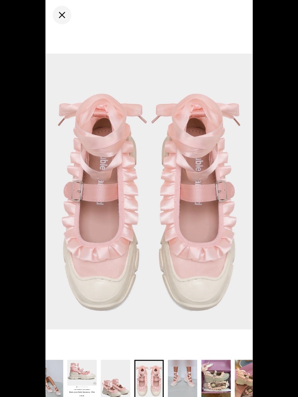 NIB Double Standard Pink Satin Mary Jane Platform Ballet Sneakers Size 37 / US 7 - Picture 5 of 15